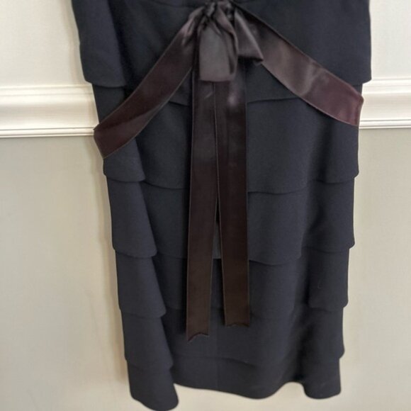 Andrea A. 1960’s Vintage Tiered Black Satin Ribbon Sleeveless Dress - Picture 10 of 12